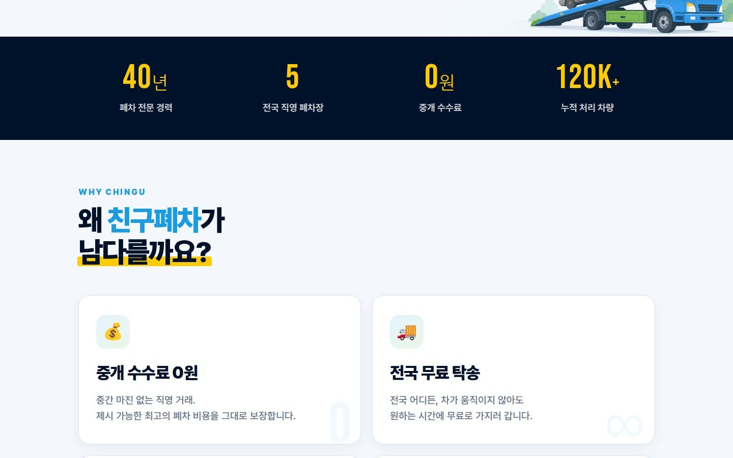 특장점 — 중개 수수료·무료 탁송